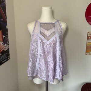 Free People Light Lavender Lacey Tank Top Blouse